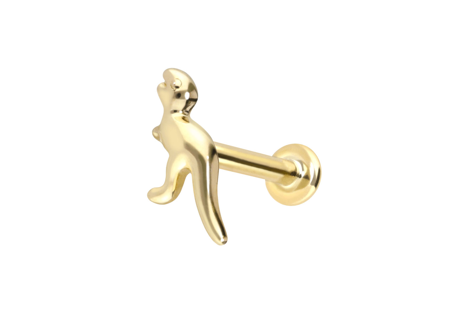 14 Karat Gold Labret Piercing mit Push Fit DINOSAURIER